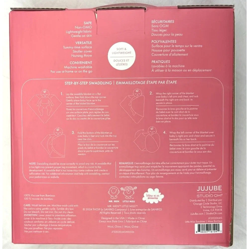 JuJuBe Baby Bamboo Swaddle Blanket Set‎ Little Miss Sunshine Lot Viscose NWT